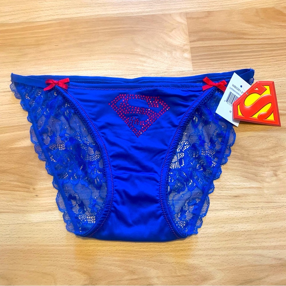 NWT Superman Lace Underwear Medium Panties Gem Red Blue Sexy